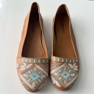 Sundance Apollonia embroidered leather flats made in Italy‎ size 37 women’s 6.5